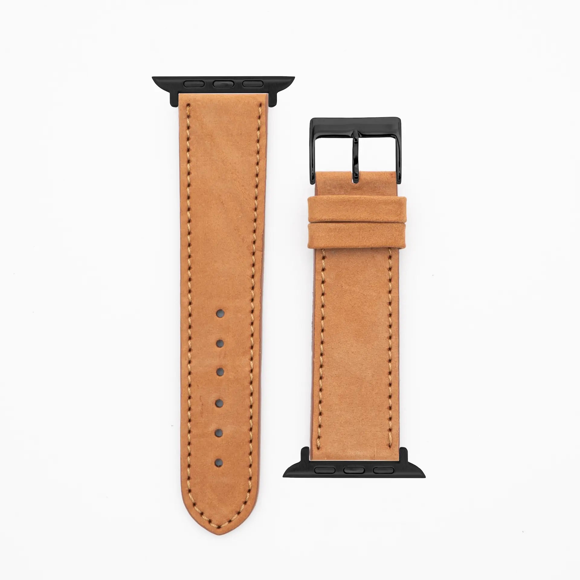 Suede - Classic - Bracelet en cuir terracotta-Apple Watch-38/40/41mm-acier inoxydable noir-bracelet précieux