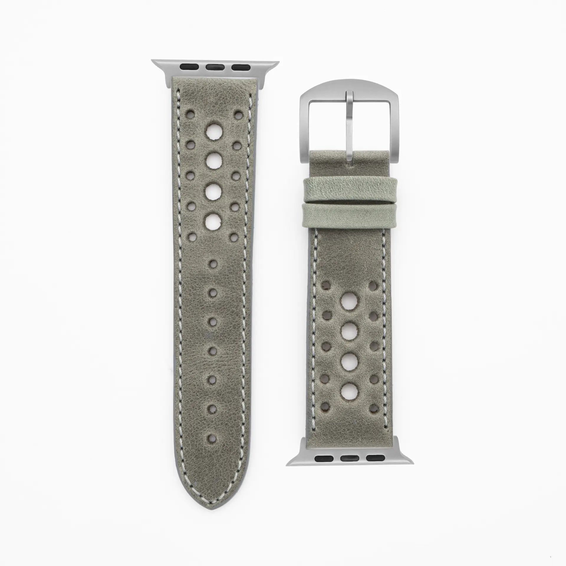 Monaco - Vintage - Bracelet en cuir gris-Apple Watch Ultra-49mm-Titan-Bracelet précieux