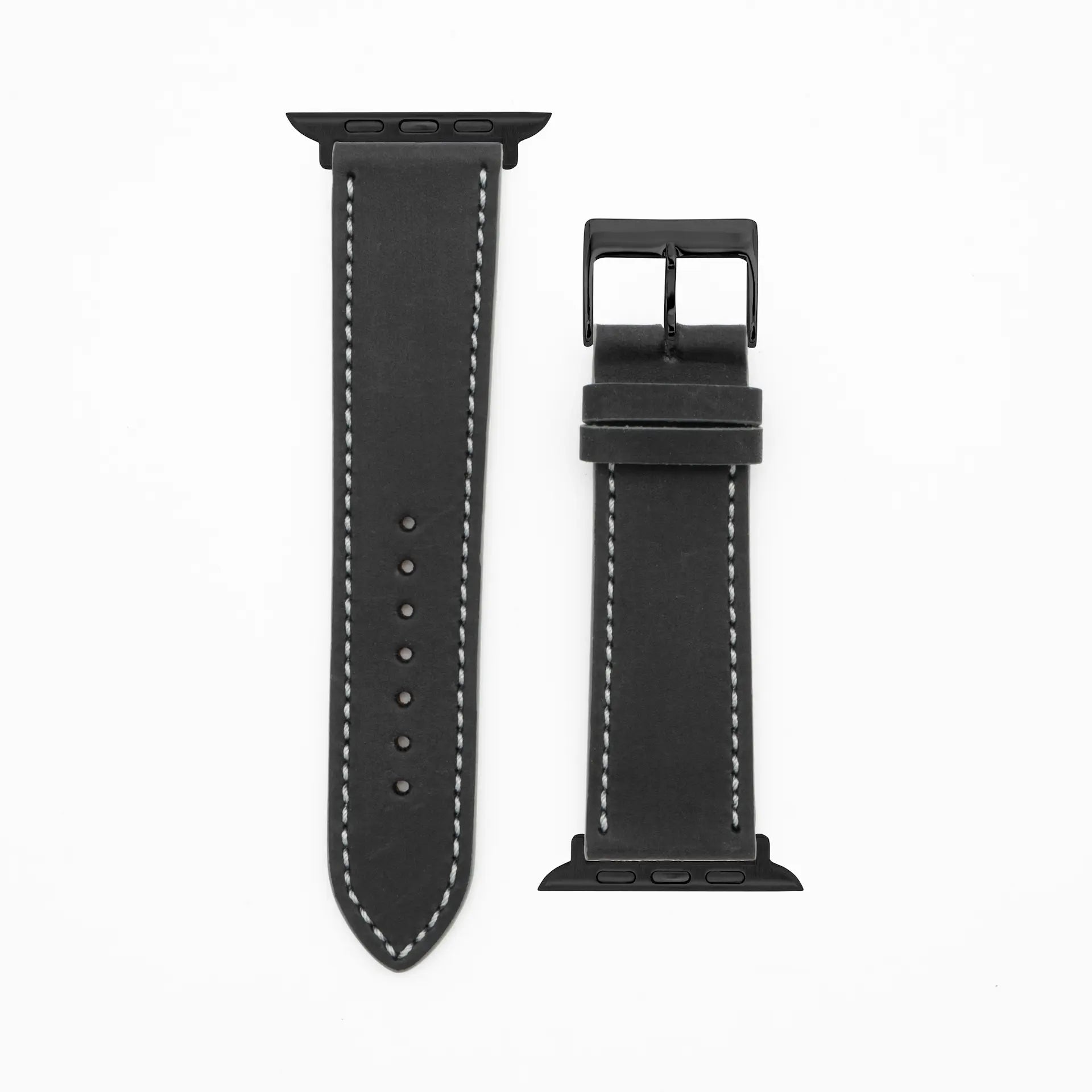 Western - Vintage - Bracelet en cuir noir-Apple Watch-38/40/41mm-acier inoxydable noir-bracelet précieux