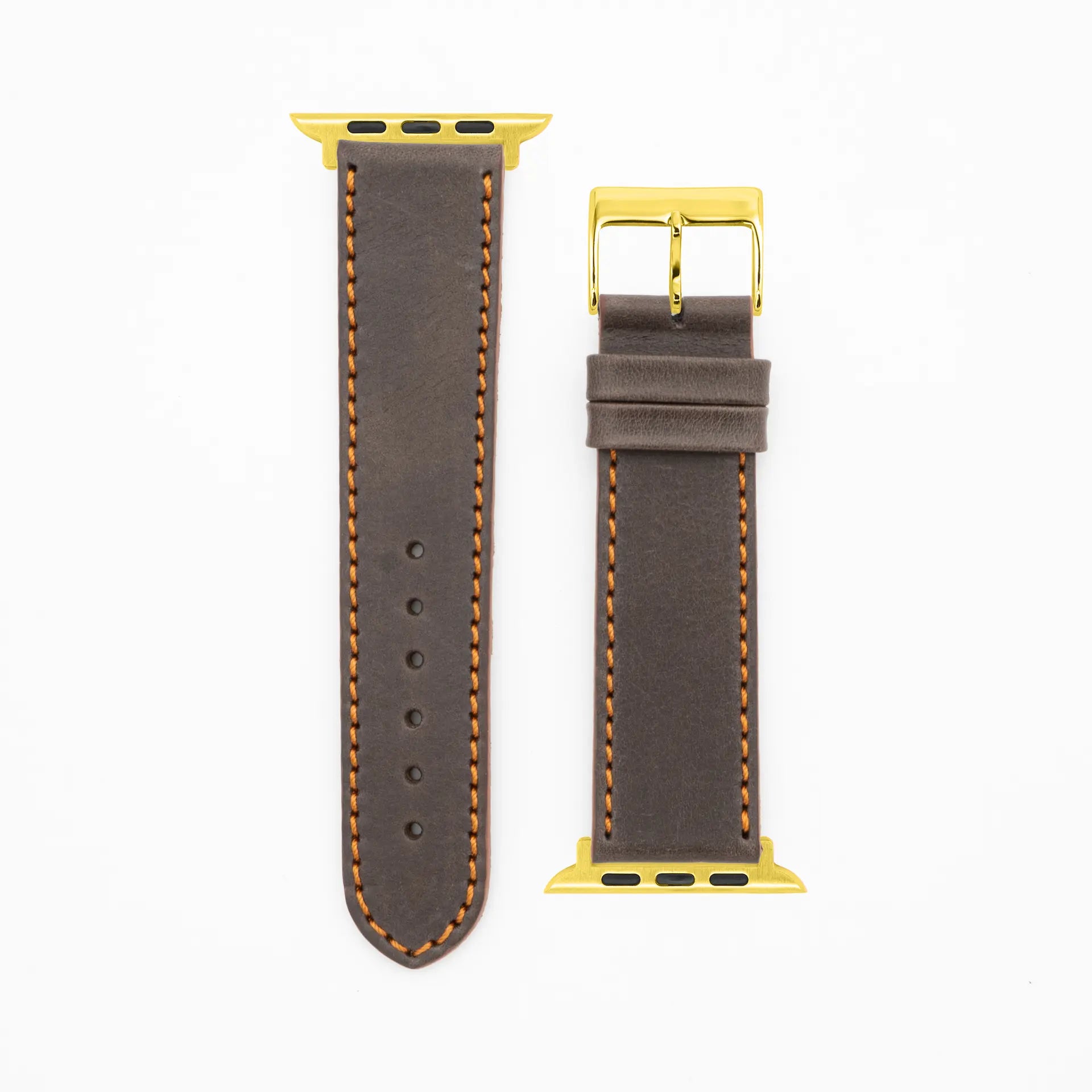 Western - Vintage - Bracelet en cuir marron foncé-Apple Watch-38/40/41mm-acier inoxydable-or