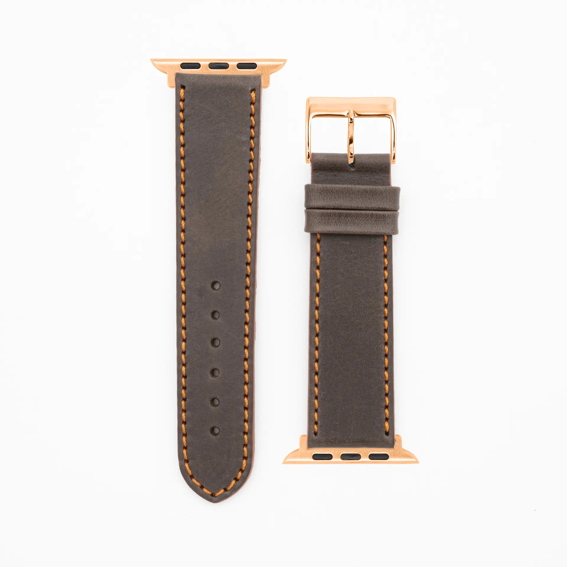 Western - Vintage - Bracelet en cuir marron foncé-Apple Watch-38/40/41mm-acier inoxydable rosé-bracelet précieux