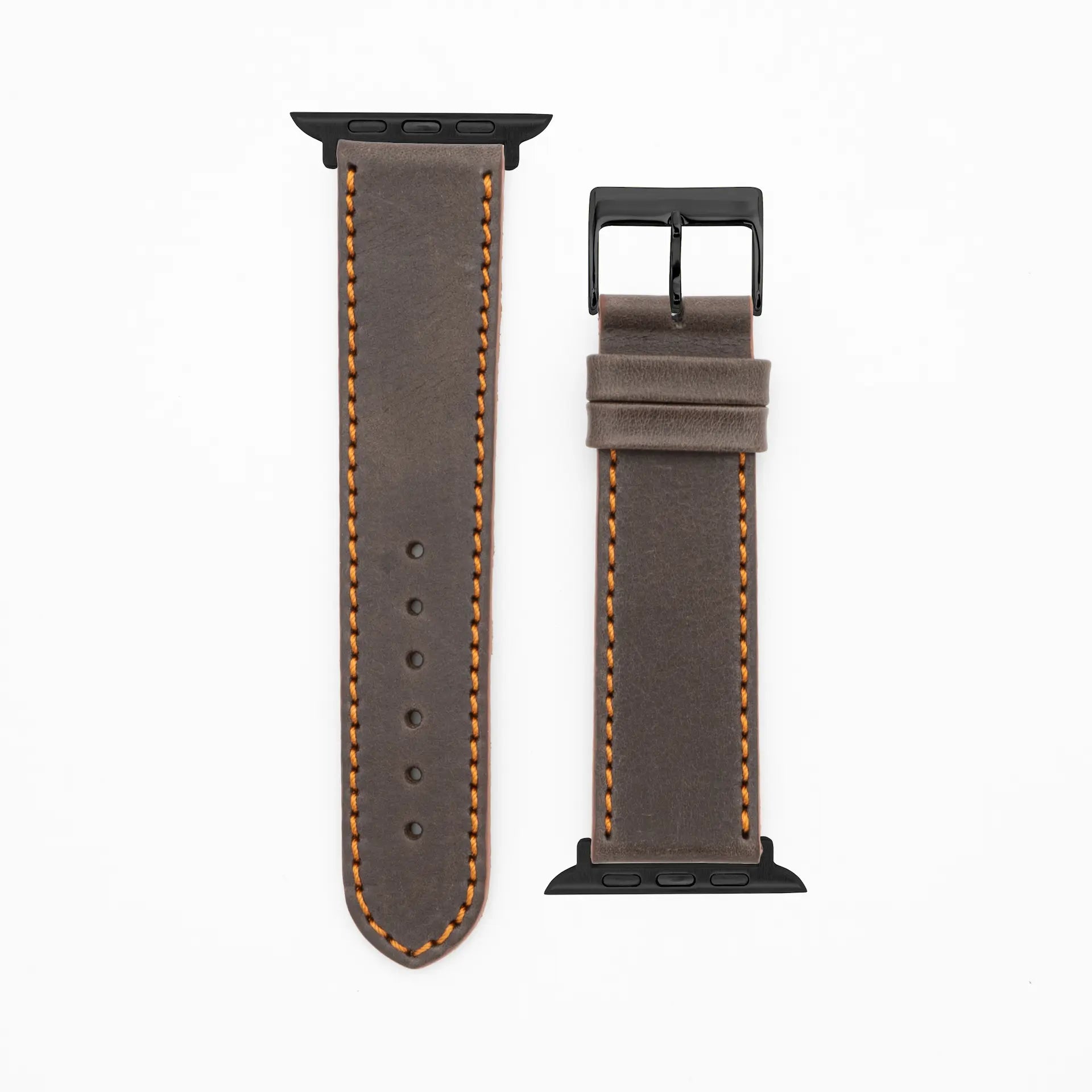Western - Vintage - Bracelet en cuir marron foncé-Apple Watch-38/40/41mm-acier inoxydable noir-bracelet précieux