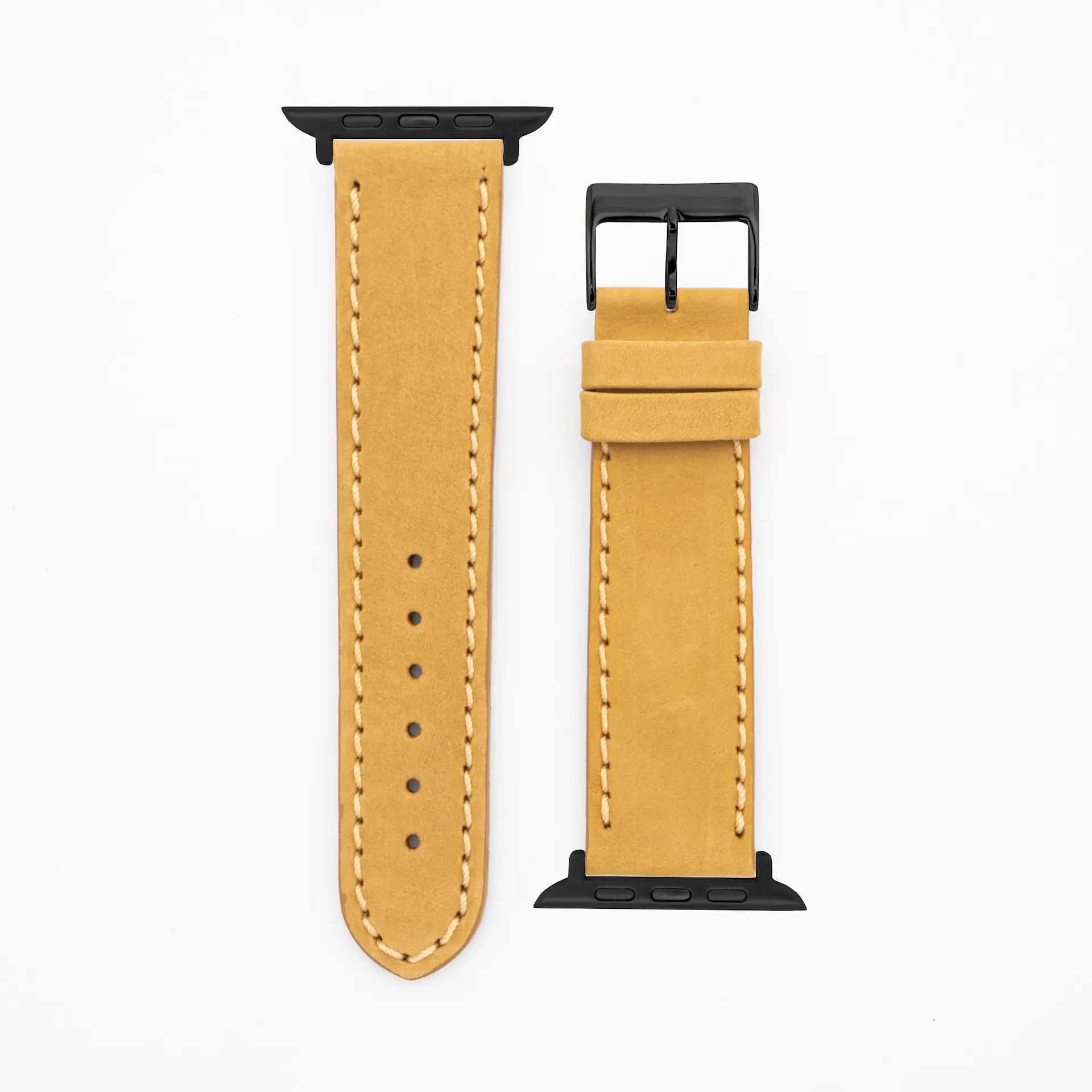 Suede - Classic - Mustard leather strap-Apple Watch-38/40/41mm-stainless steel black-precious band