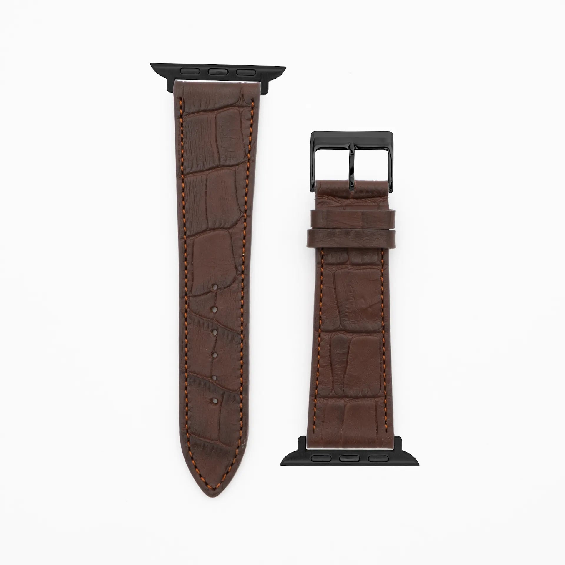 Croco Grain - Classic - Dark brown leather strap-Apple Watch-38/40/41mm-stainless steel black-strap