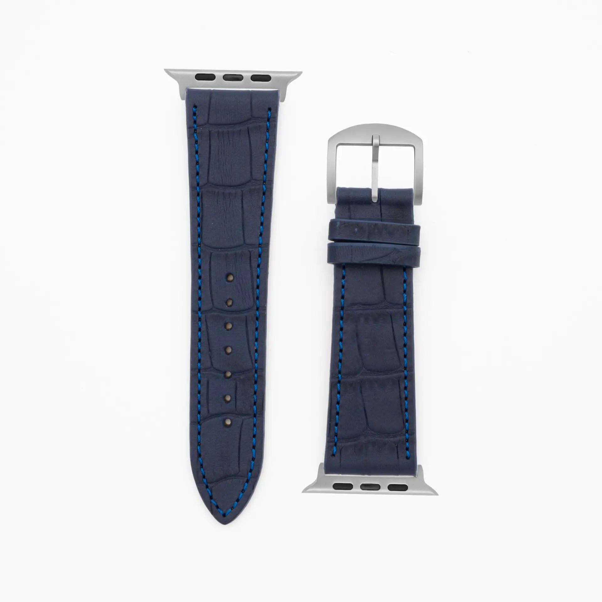 Croco Grain - Classic - Dark blue leather strap-Apple Watch Ultra-49mm titanium band