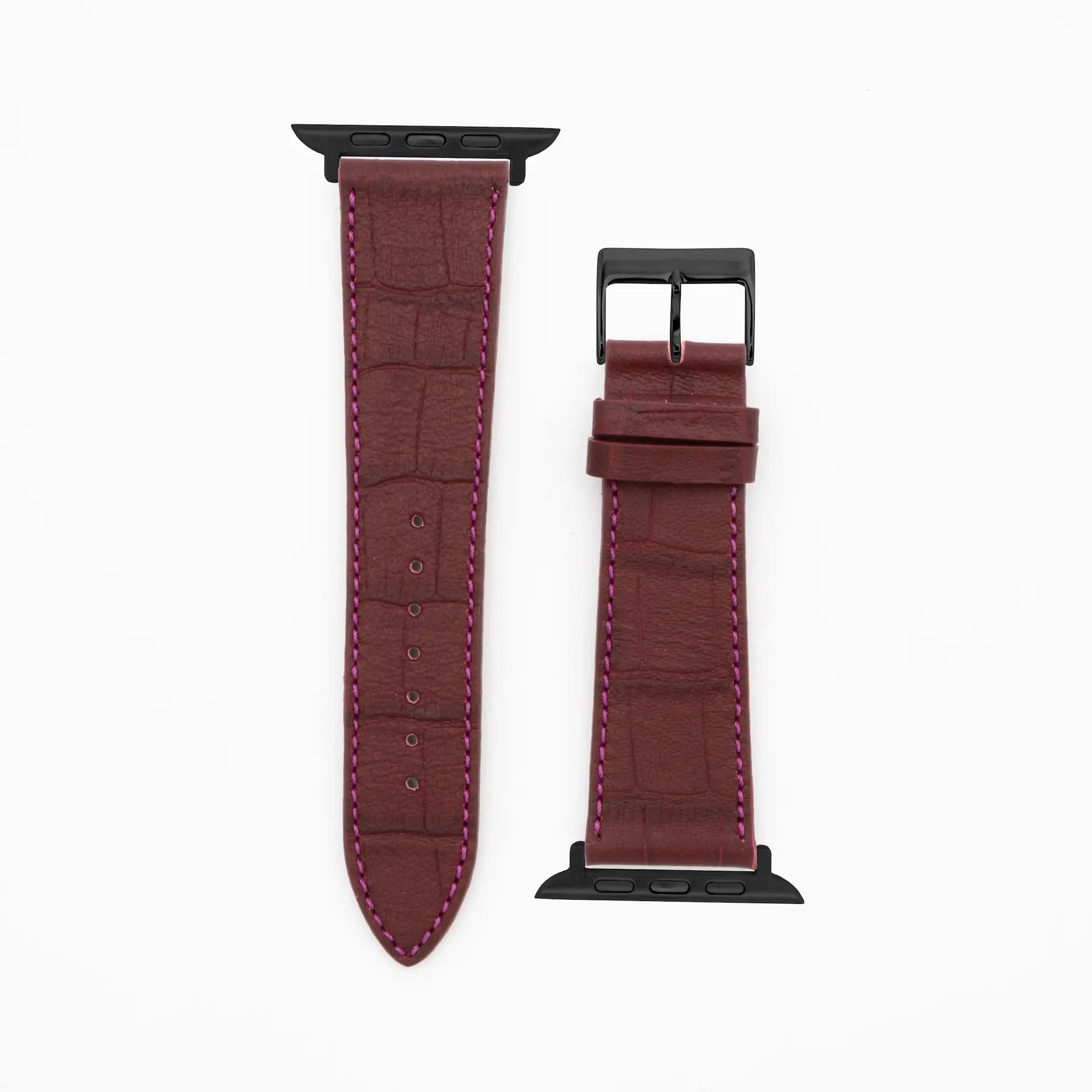 Croco Grain - Classic - Bordeaux leather strap-Apple Watch-38/40/41mm-stainless steel black-strap