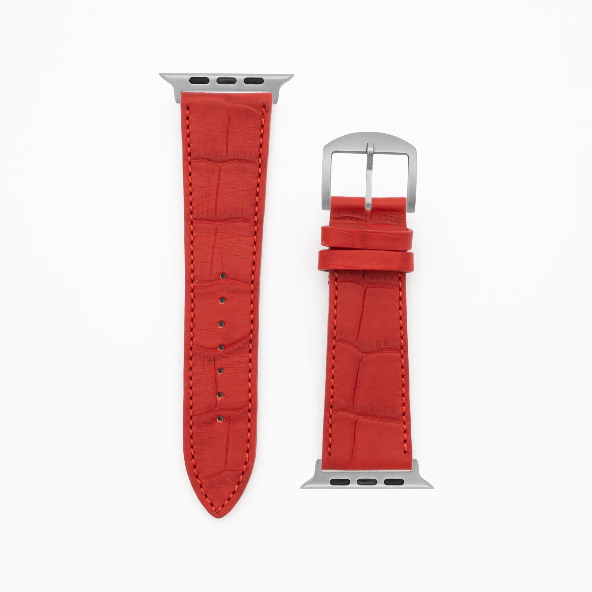 Croco Grain - Classic - Rood lederen band-Apple Watch Ultra-49mm titanium armband