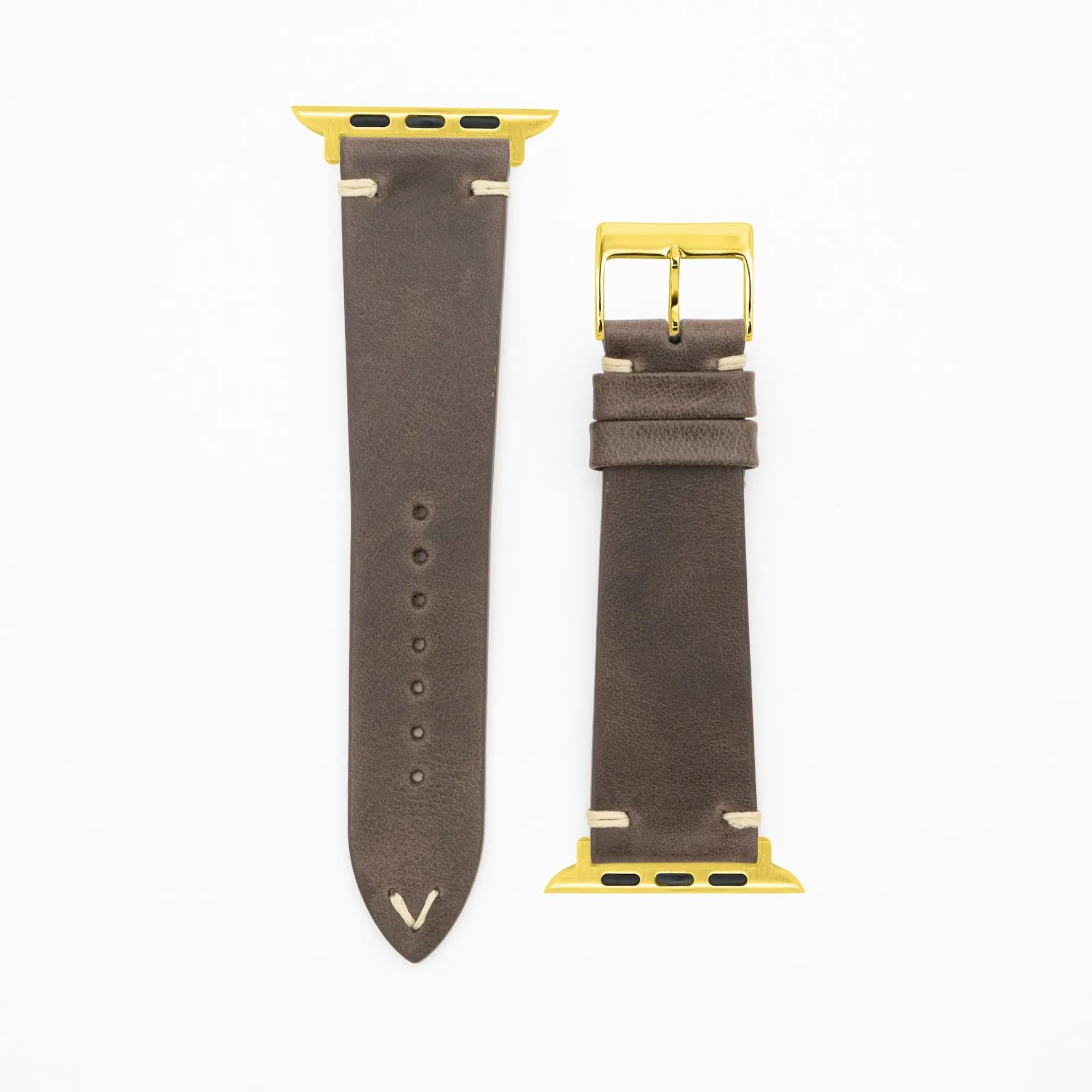 Node - Vintage - Dark brown leather strap-Apple Watch-38/40/41mm-stainless steel gold bracelet