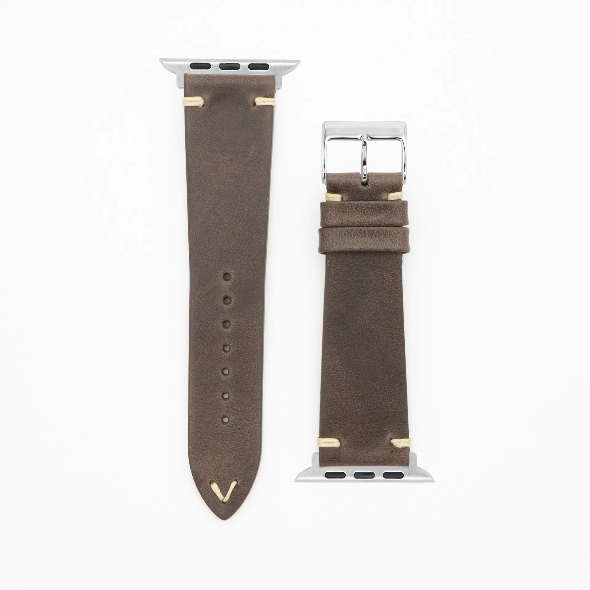 Node - Vintage - Dark brown leather strap-Apple Watch-38/40/41mm-stainless steel silver bracelet