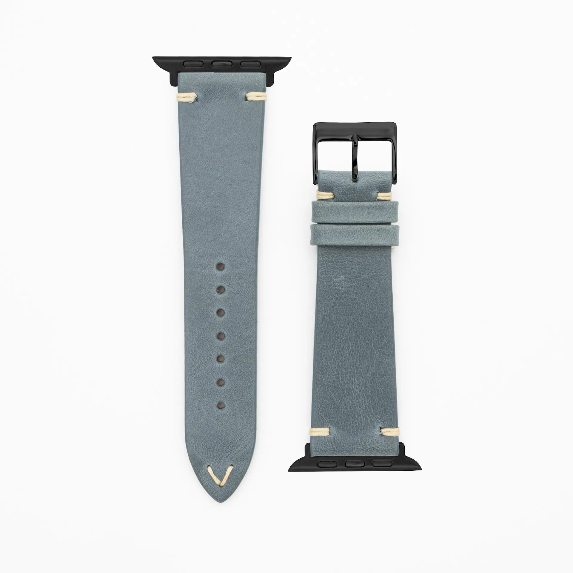 Node - Vintage - Bracelet en cuir bleu-Apple Watch-38/40/41mm-acier inoxydable noir-bracelet précieux