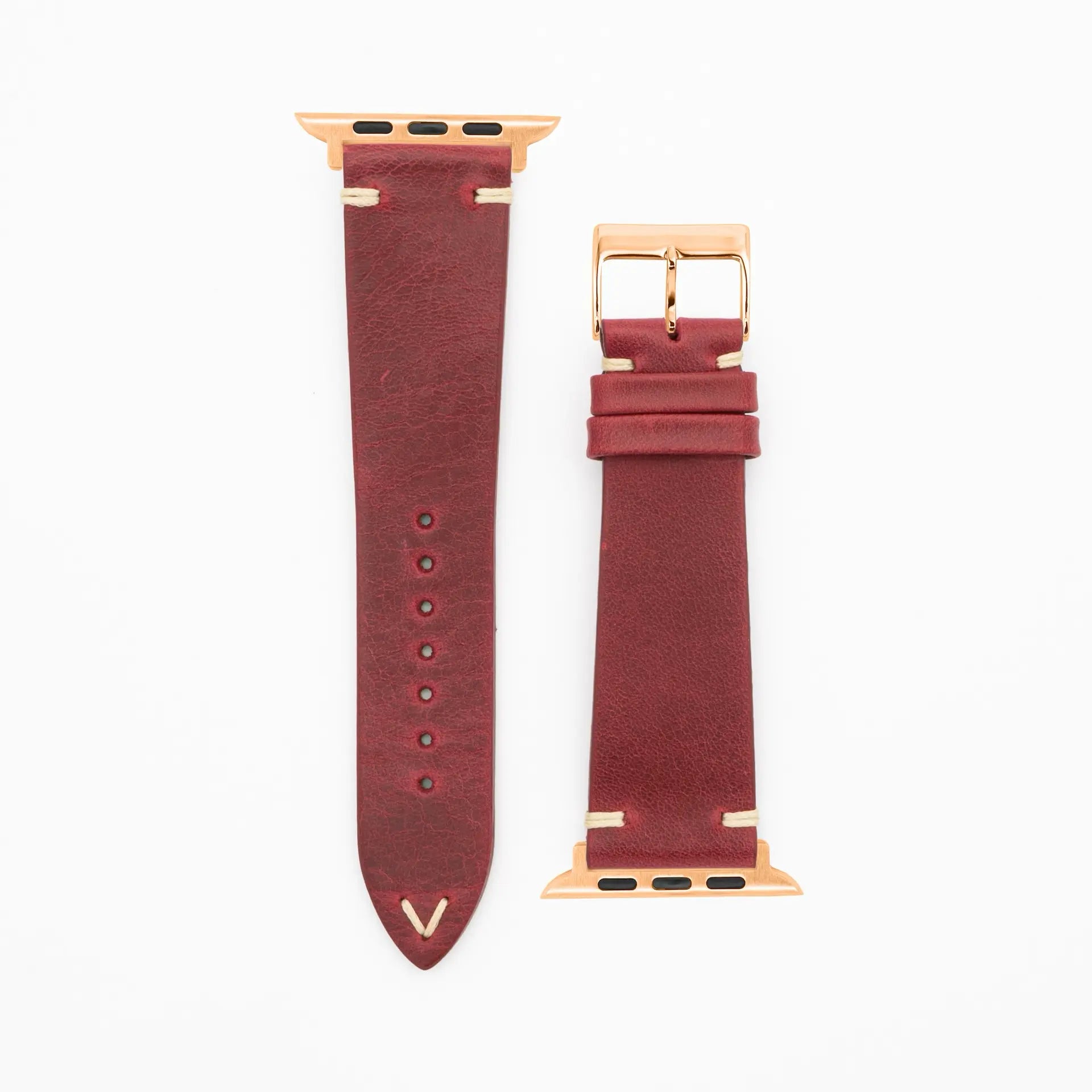 Node - Vintage - Red leather strap-Apple Watch-38/40/41mm-stainless steel rosé-strap