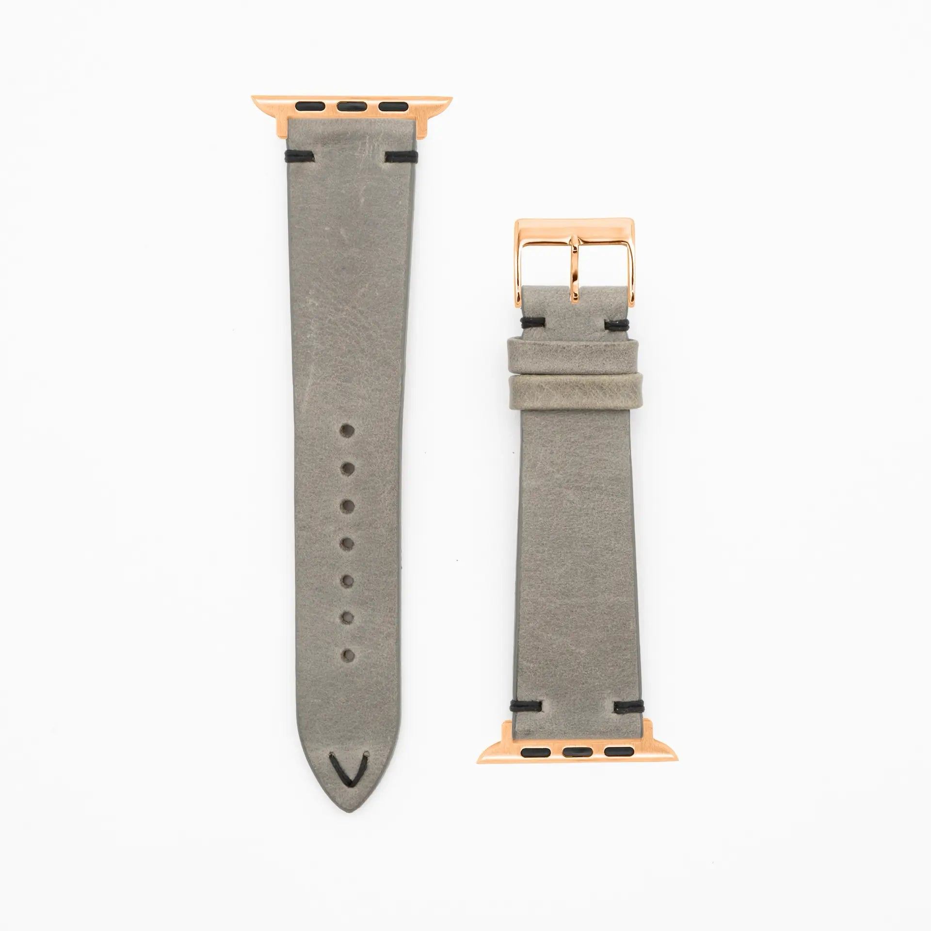 Node - Vintage - Gray leather strap-Apple Watch-38/40/41mm-stainless steel rosé-strap