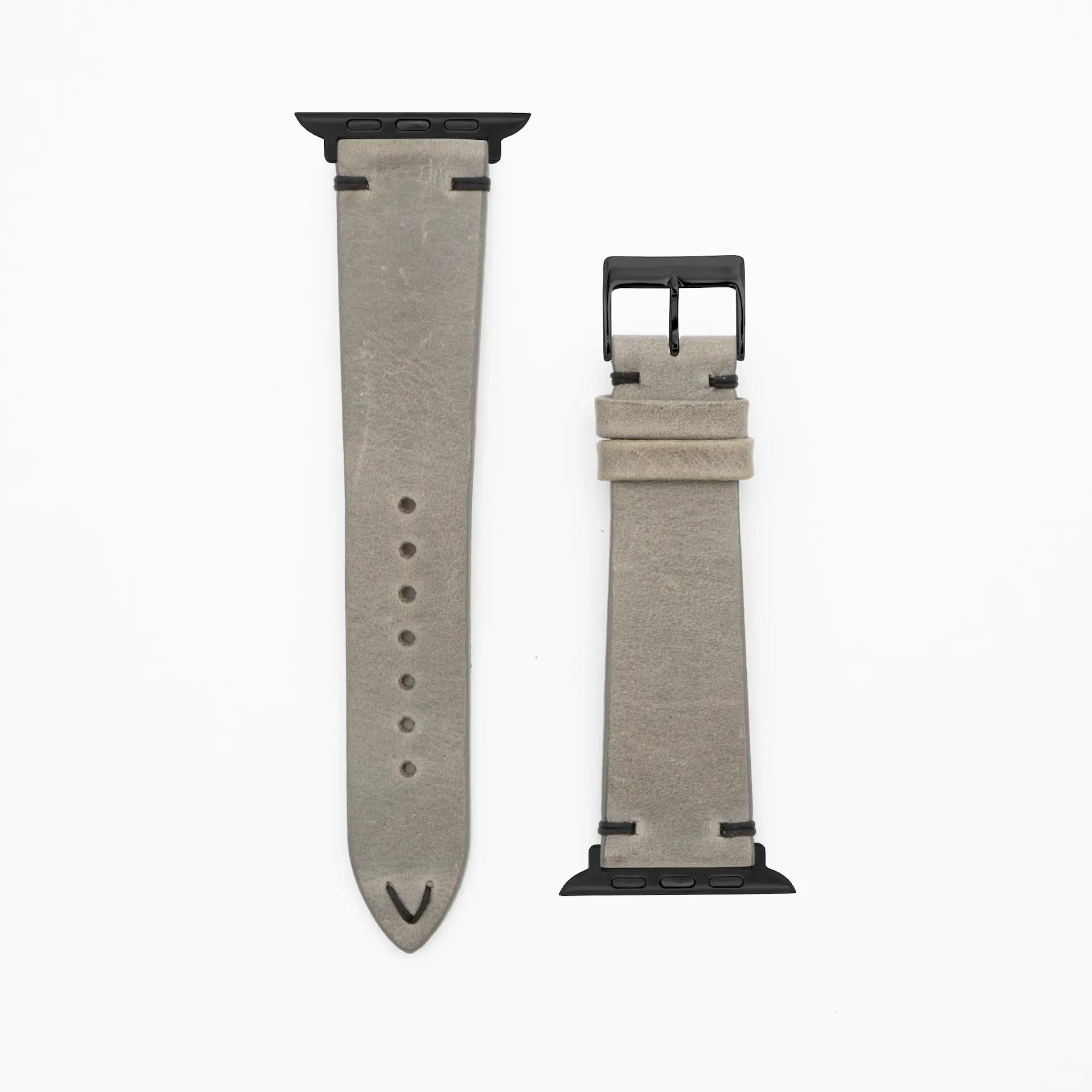 Node - Vintage - Gray leather strap-Apple Watch-38/40/41mm-stainless steel black-strap