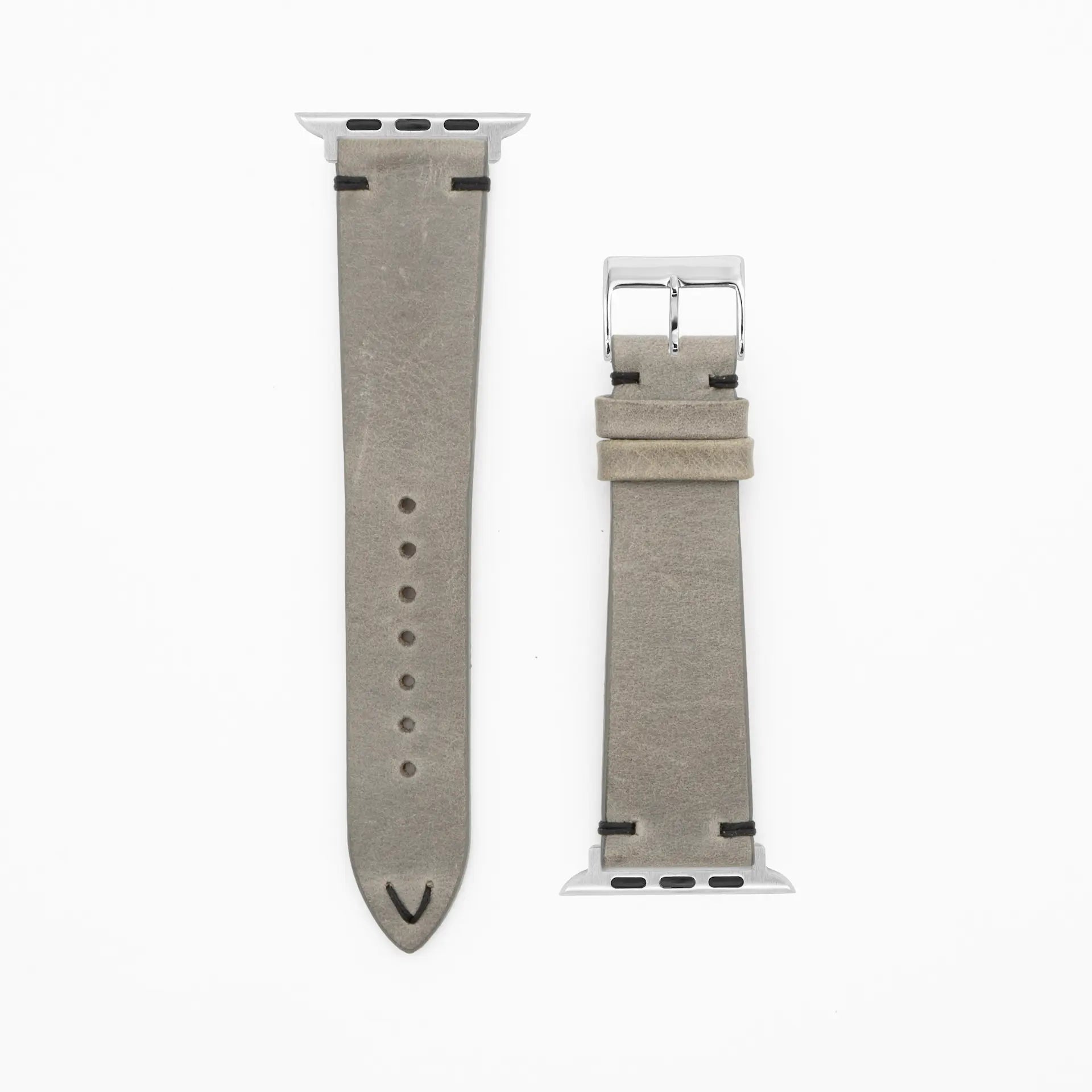 Node - Vintage - Gray leather strap-Apple Watch-38/40/41mm-stainless steel silver-strap