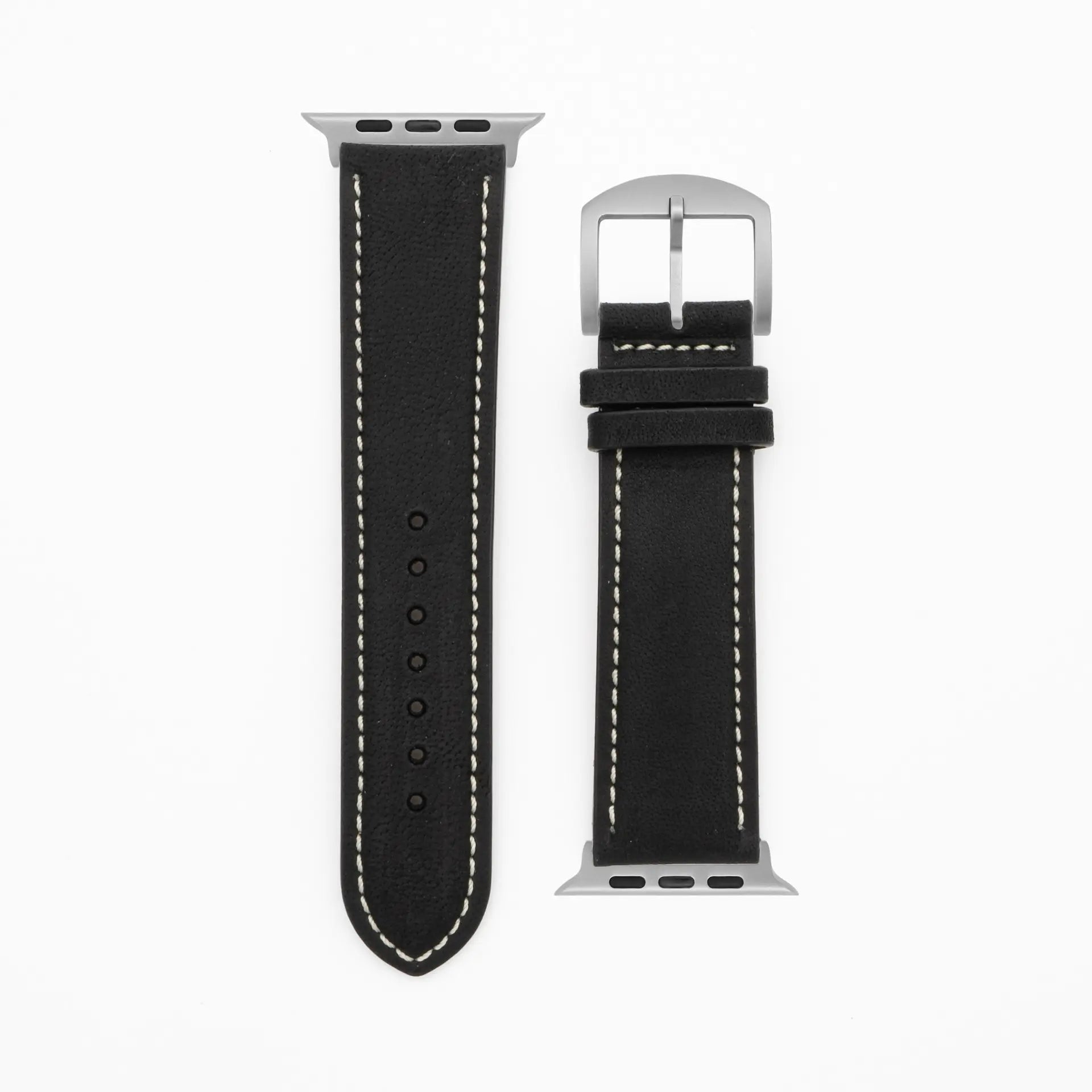 Antilope Chrono - Vintage - Bracelet en cuir noir-Apple Watch Ultra-49mm-Titan-Bracelet précieux