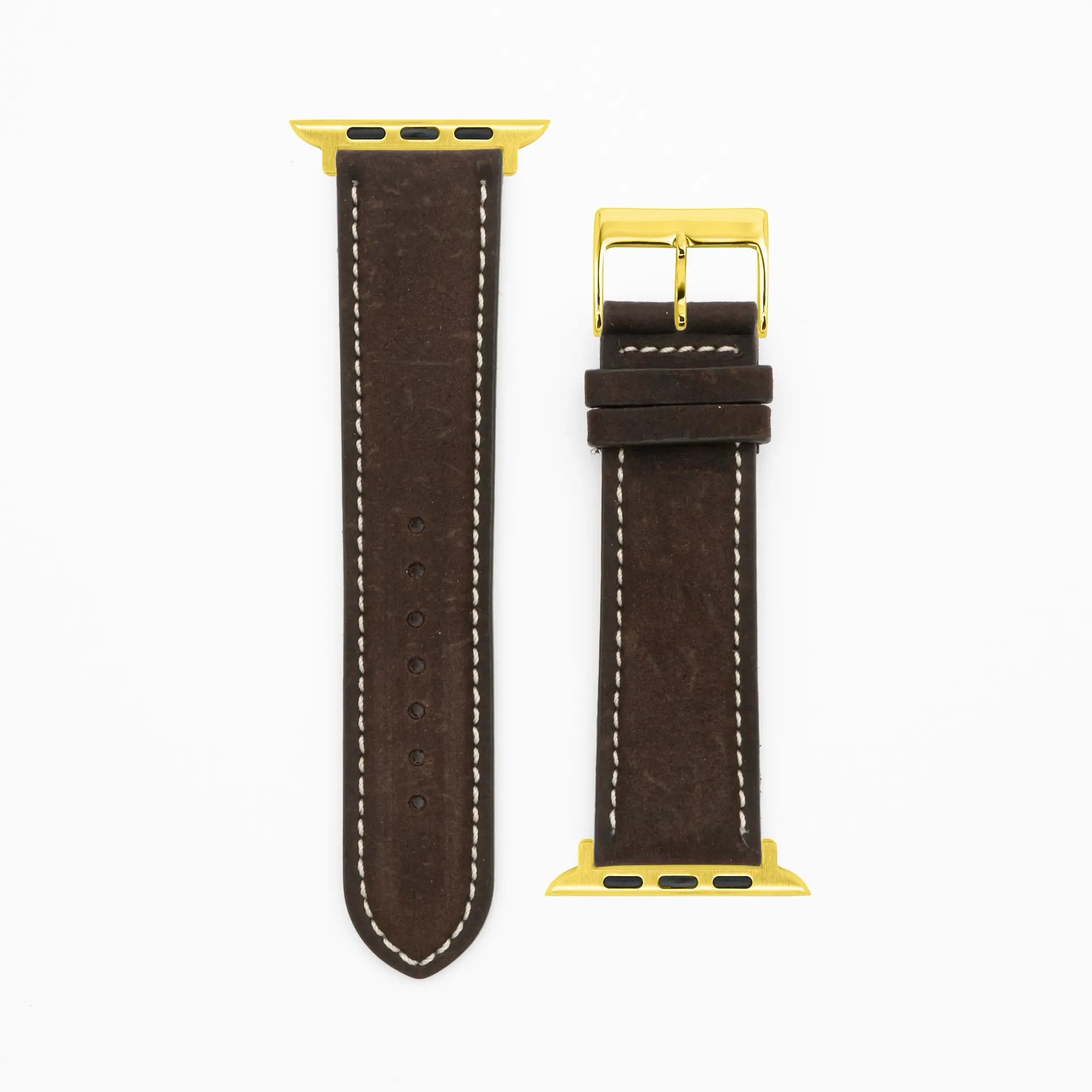 Antilope Chrono - Vintage - Bracelet en cuir marron foncé-Apple Watch-38/40/41mm-acier inoxydable or-bracelet précieux