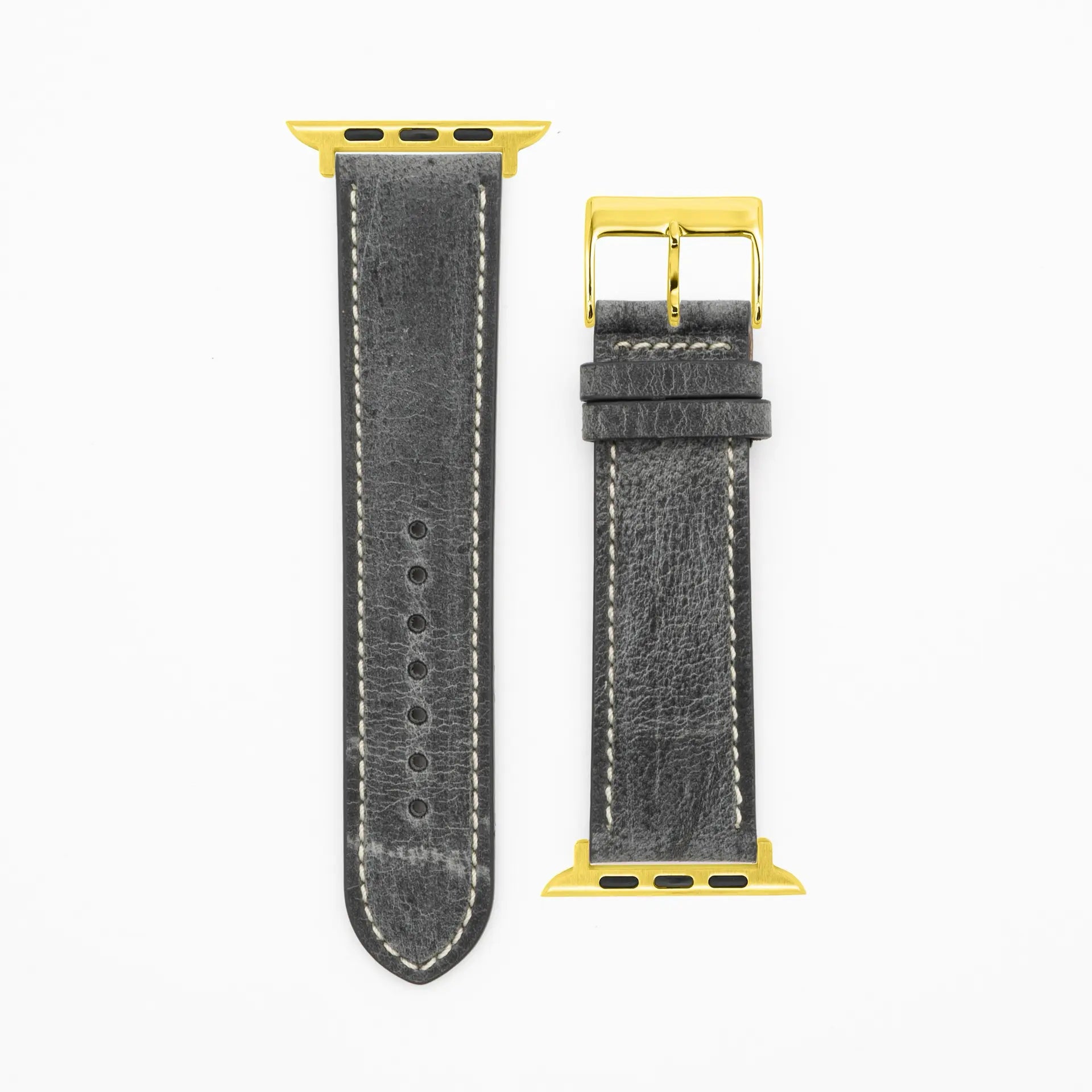 Antilope Chrono - Vintage - Bracelet en cuir gris-Apple Watch-38/40/41mm-acier inoxydable or-bracelet précieux