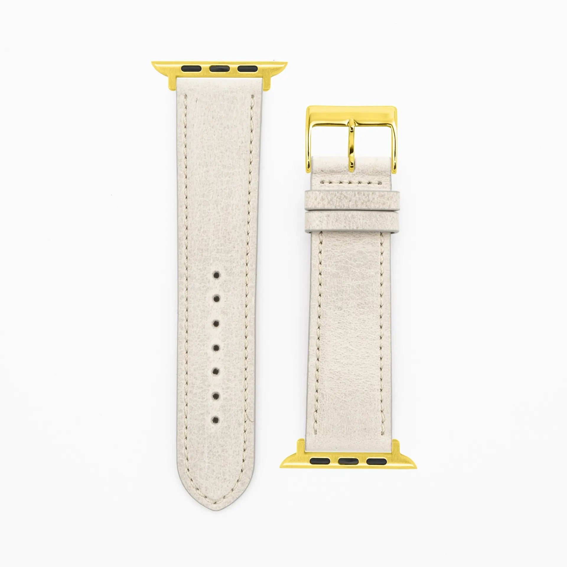Antelope Chrono - Vintage - Light gray leather strap-Apple Watch-38/40/41mm-stainless steel gold bracelet