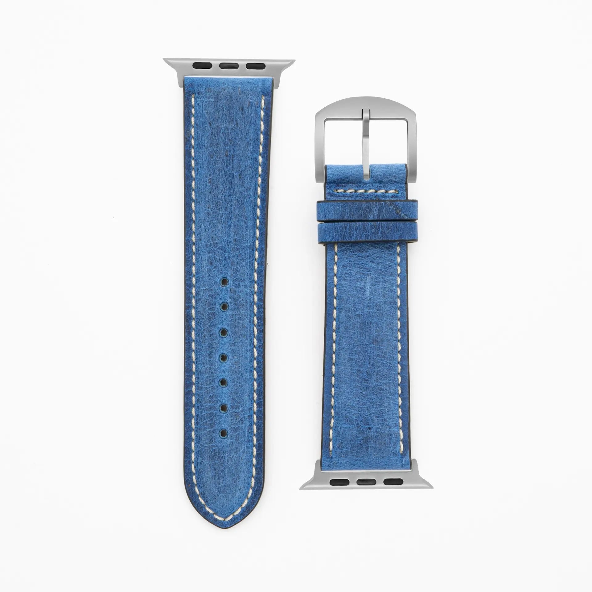Antilope Chrono - Vintage - Bracelet en cuir bleu-Apple Watch Ultra-49mm-Titan-Bracelet précieux